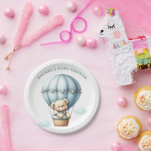 テディベア熱気球ベビーシャワー紙プレート ペーパープレート (パーティー)