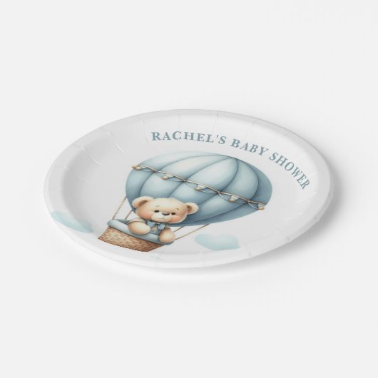 テディベア熱気球ベビーシャワー紙プレート ペーパープレート (アングル)