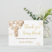 テディベア熱気球ベビーシャワー サンキューカード (スタンド正面)