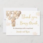 テディベア熱気球ベビーシャワー サンキューカード (正面)