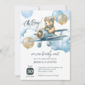 テディベア熱気球ベビーシャワー 招待状 (正面)