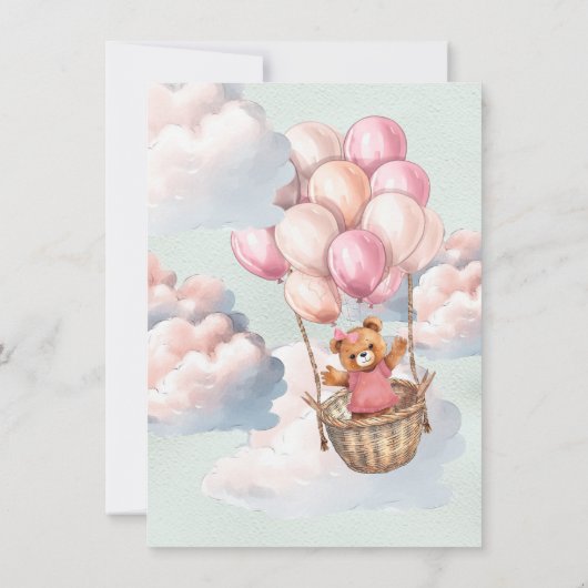 テディベア熱気球ベビーシャワー 招待状 (裏面)