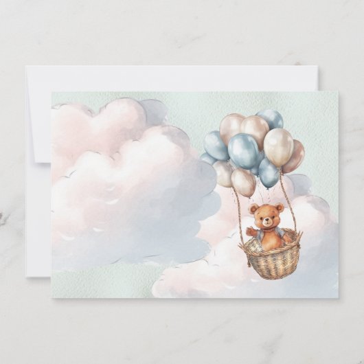 テディベア熱気球ベビーシャワー 招待状 (裏面)