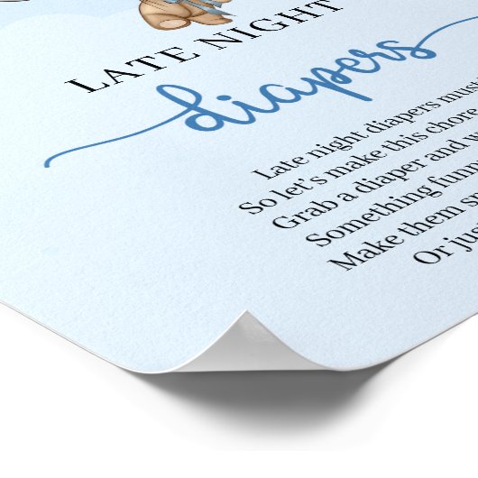 テディベア熱気球レイトナイトおむつゲーム ポスター (角)