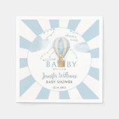 テディベア熱気球男の赤ちゃんシャワー スタンダードカクテルナプキン (正面)