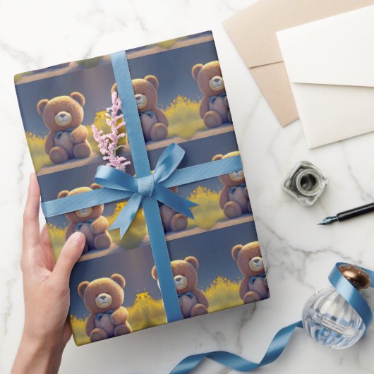 テディベア牧草地、かわいい子供たち任意の年齢 ラッピングペーパー (ギフト)