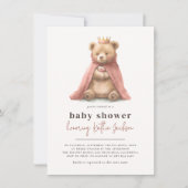 テディベア王室のリトルプリンセスガールベイビーシャワー 招待状 (正面)