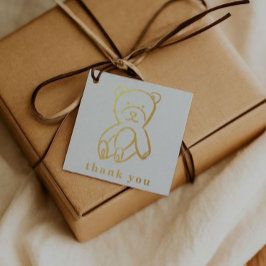 テディベア生まれたばかりのイラストレーションベビーシャワー金ゴールド フェイバータグ