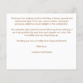 テディベア男の子の感謝してい誕生日あなたが写真カード (裏面)