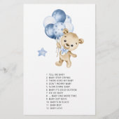 テディベア男の子の赤ちゃんシャワーその歌 (裏面)