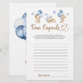 テディベア男の子の赤ちゃんシャワー時間カプセル (正面/裏面)