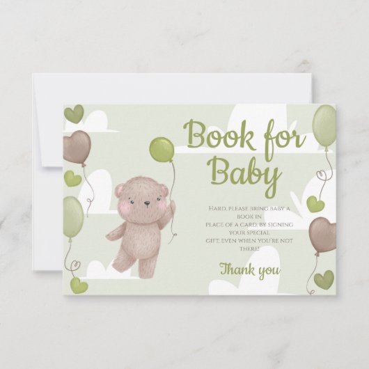 テディベア男の子の赤ちゃんシャワー本ベビーカード 招待状 (正面)