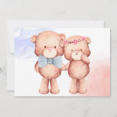 テディベア男の子または女の子のジェンダーが赤ちゃんシャワーを明かす 招待状 (裏面)