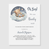 テディベア男の子ブルームーンスカイラグジュアリーベビーシャワー マグネット招待状 (正面)