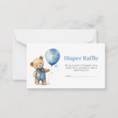 テディベア男の子ベビーシャワーおむつラッフルチケット ノートカード (正面)