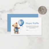 テディベア男の子ベビーシャワーおむつラッフルチケット ノートカード (正面/裏面インサイチュ)