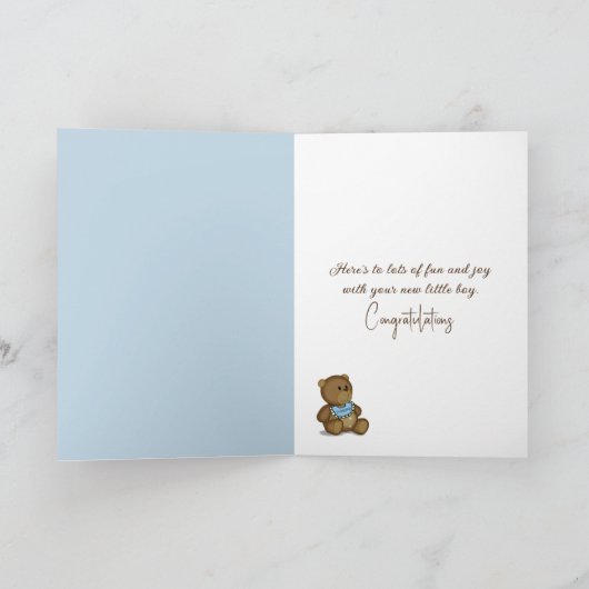 テディベア男の赤ちゃんおめでとう カード (内部)