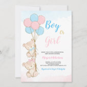 テディベア男の赤ちゃんガールシャワー招待状 招待状 (正面)