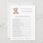 テディベア男の赤ちゃんシャワーゲーム 招待状 (正面)