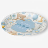 テディベア男の赤ちゃんシャワー ペーパープレート (アングル)