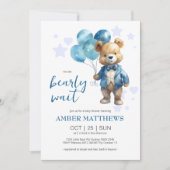 テディベア男の赤ちゃんシャワー 招待状 (正面)