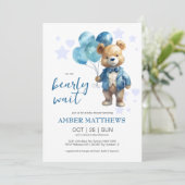 テディベア男の赤ちゃんシャワー 招待状 (スタンド正面)