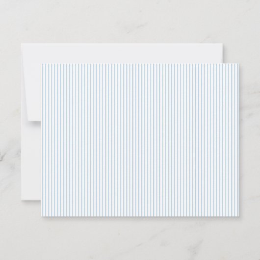 テディベア男の赤ちゃんブルーと白縁ど サンキューカード (裏面)