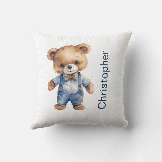 テディベア男の赤ちゃんベビーシャワーギフト子供部屋 クッション (裏面)