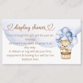 テディベア男の赤ちゃんベビーシャワー エンクロージャーカード
