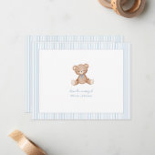 テディベア男の赤ちゃんベビーシャワー ノートカード (正面/裏面インサイチュ)