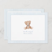 テディベア男の赤ちゃんベビーシャワー ノートカード (正面/裏面)