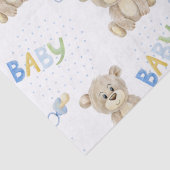 テディベア男の赤ちゃん水彩赤ちゃんシャワー 薄葉紙 (詳細)