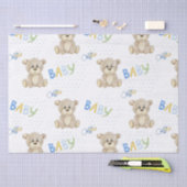テディベア男の赤ちゃん水彩赤ちゃんシャワー 薄葉紙 (クラフト)