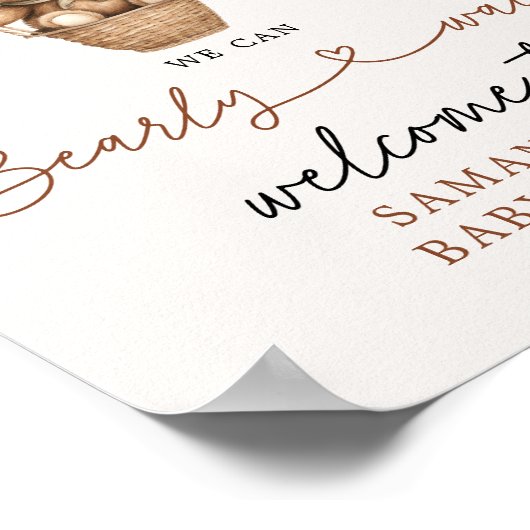 テディベア男女兼用ウェルカムベビーシャワー ポスター (角)