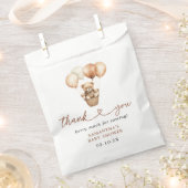 テディベア男女兼用ベビーシャワーありがとう フェイバーバッグ (クリップ留めされた状態)