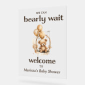 テディベア男女兼用ベビーシャワーへようこそ アクリルサイン (傾斜)