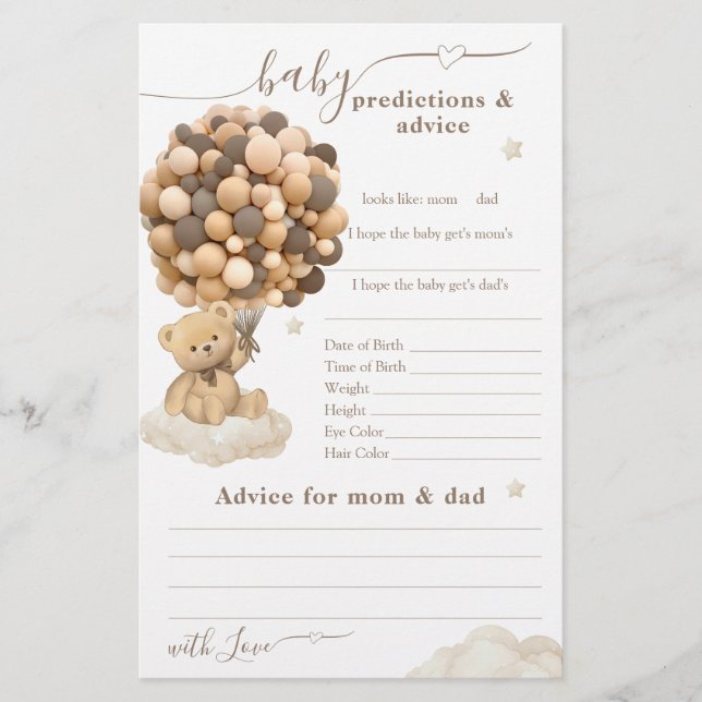 テディベア男女兼用ベビーシャワーゲーム (正面)