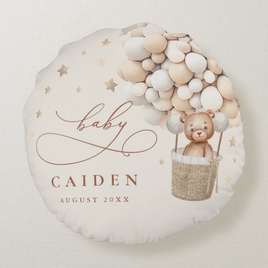 テディベア男女兼用ベビーシャワー子供部屋ギフト ラウンドクッション (裏面)