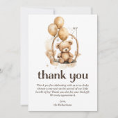 テディベア男女兼用ベビーシャワー サンキューカード (正面)