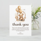 テディベア男女兼用ベビーシャワー サンキューカード (スタンド正面)