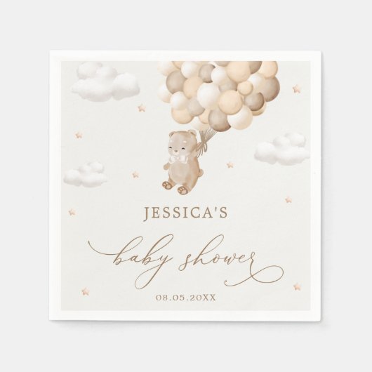 テディベア男女兼用ベビーシャワー スタンダードカクテルナプキン (正面)