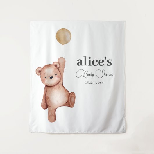 テディベア男女兼用ベビーシャワー タペストリー (正面)