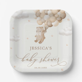 テディベア男女兼用ベビーシャワー ペーパープレート