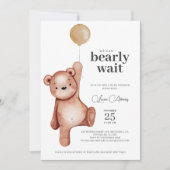 テディベア男女兼用ベビーシャワー 招待状 (正面)