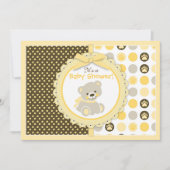 テディベア男女兼用ベビーベビーシャワー 招待状 (正面)
