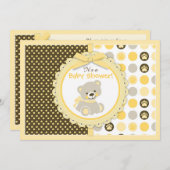 テディベア男女兼用ベビーベビーシャワー 招待状 (正面/裏面)