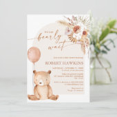 テディベア男女兼用ボホベイビーシャワー 招待状 (スタンド正面)