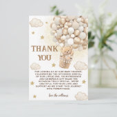 テディベア白金ゴールドバルーン赤ちゃんシャワー サンキューカード (スタンド正面)