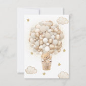 テディベア白金ゴールドバルーン赤ちゃんシャワー サンキューカード (裏面)