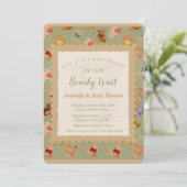 テディベア真珠のように待つベビースシャワー 招待状 (スタンド正面)